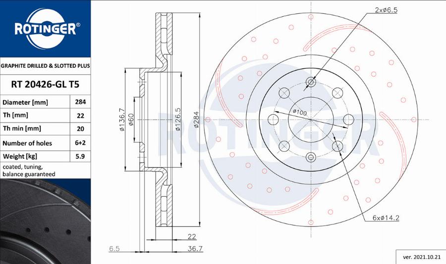 Rotinger RT 20426-GL T5 - Əyləc Diski furqanavto.az