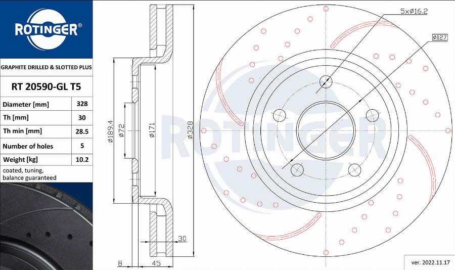 Rotinger RT 20590-GL T5 - Əyləc Diski furqanavto.az