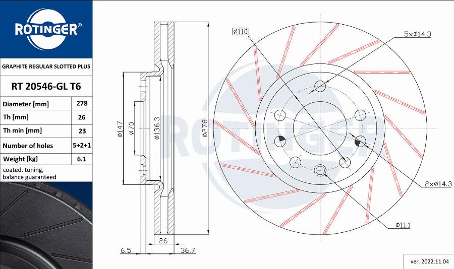 Rotinger RT 20546-GL T6 - Əyləc Diski furqanavto.az