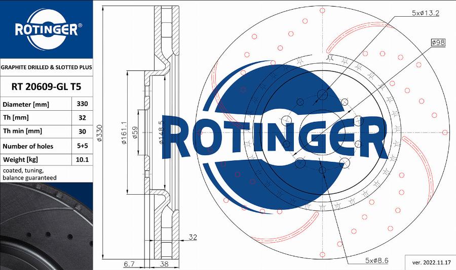 Rotinger RT 20609-GL T5 - Əyləc Diski furqanavto.az