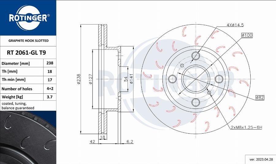 Rotinger RT 2061-GL T9 - Əyləc Diski furqanavto.az