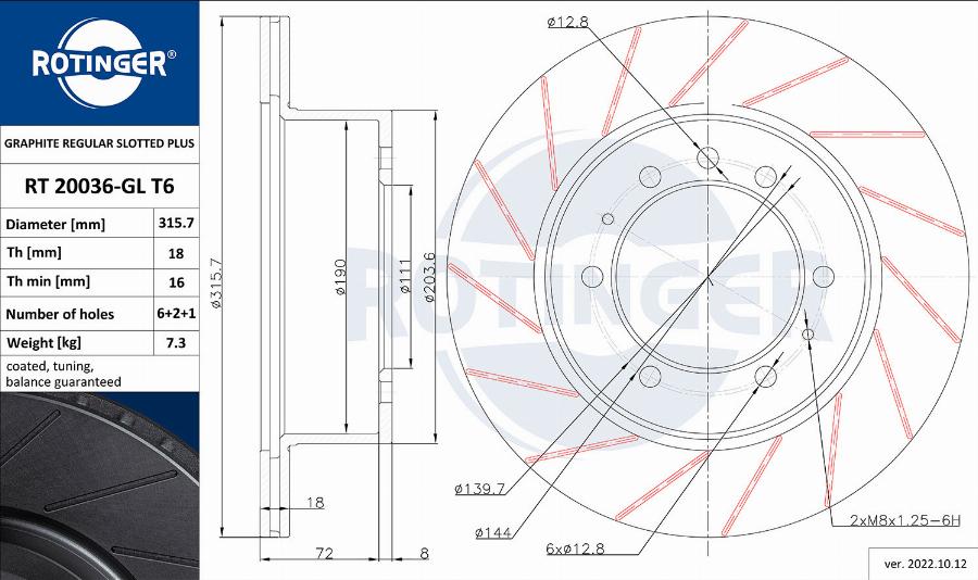 Rotinger RT 20036-GL T6 - Əyləc Diski furqanavto.az