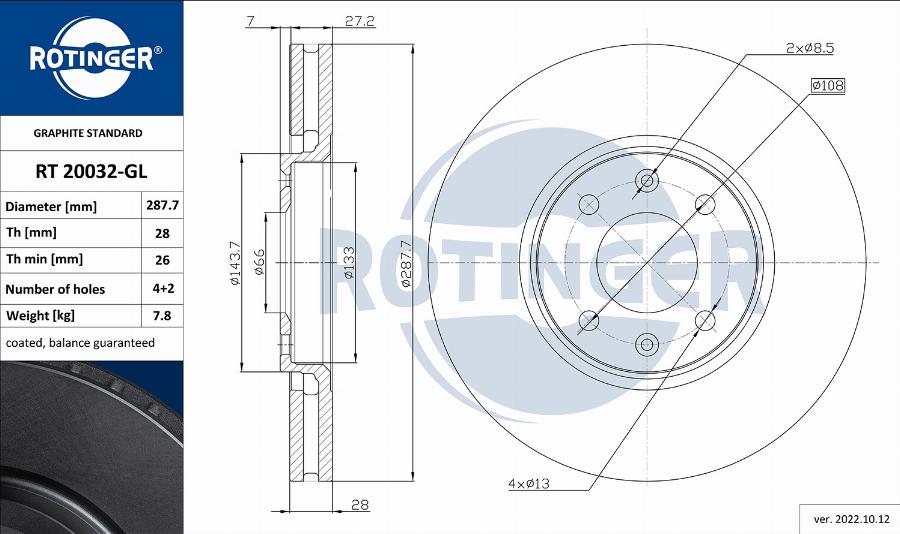 Rotinger RT 20032-GL - Əyləc Diski furqanavto.az