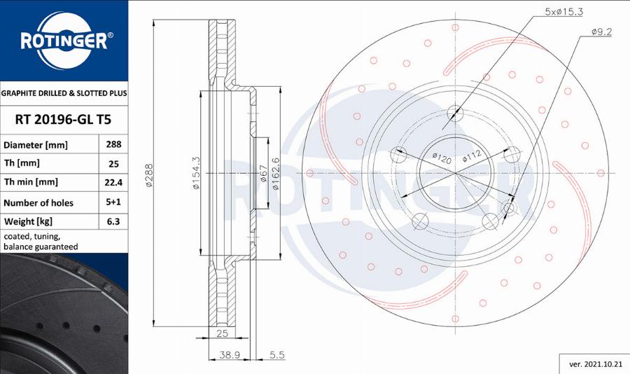 Rotinger RT 20196-GL T5 - Əyləc Diski furqanavto.az