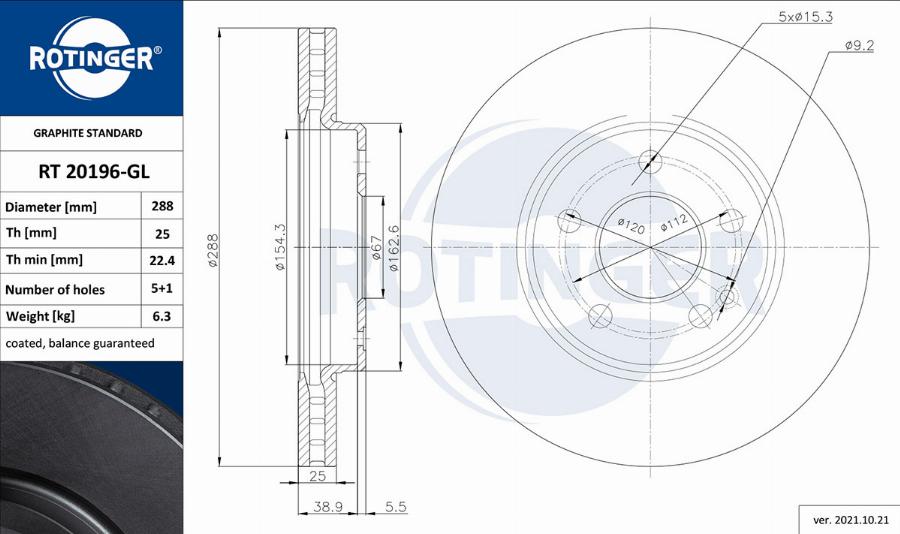 Rotinger RT 20196-GL - Əyləc Diski furqanavto.az