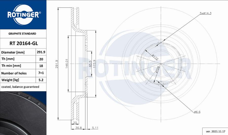 Rotinger RT 20164-GL - Əyləc Diski furqanavto.az