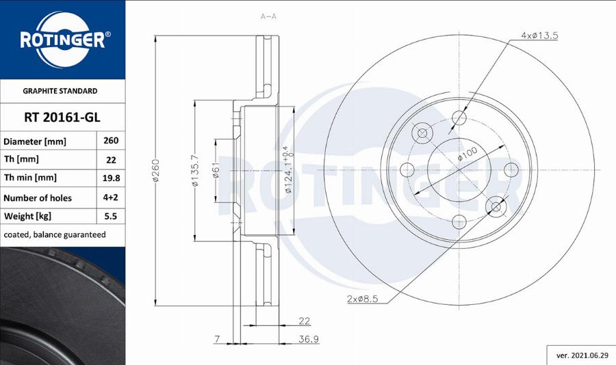 Rotinger RT 20161-GL - Əyləc Diski furqanavto.az