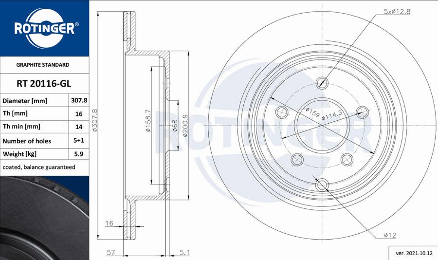 Rotinger RT 20116-GL - Əyləc Diski furqanavto.az