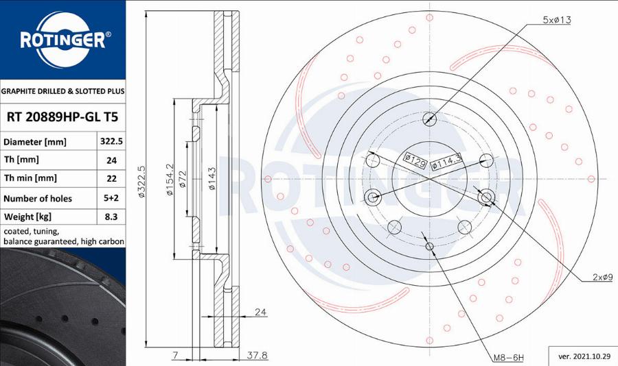 Rotinger RT 20889HP-GL T5 - Əyləc Diski furqanavto.az