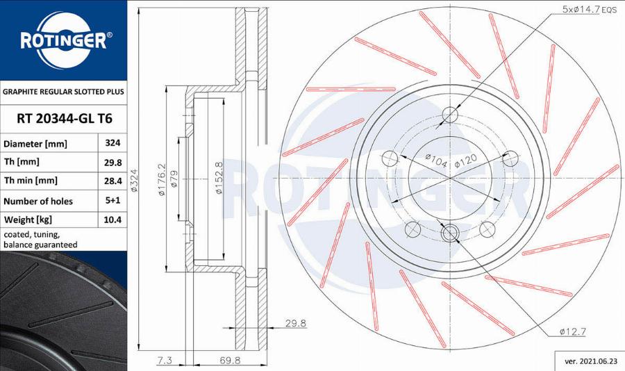 Rotinger RT 20344-GL T6 - Əyləc Diski furqanavto.az