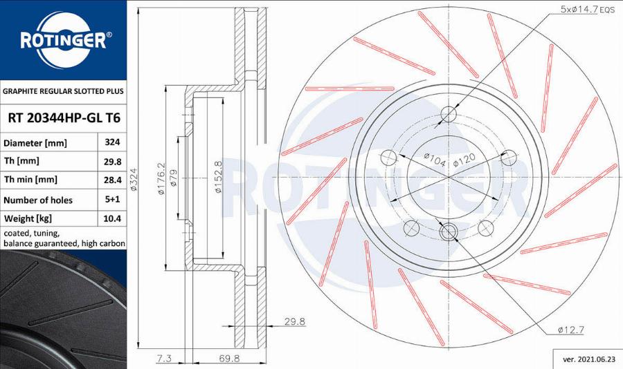 Rotinger RT 20344HP-GL T6 - Əyləc Diski furqanavto.az