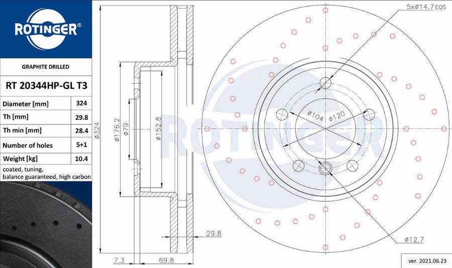 Rotinger RT 20344HP-GL T3 - Əyləc Diski furqanavto.az