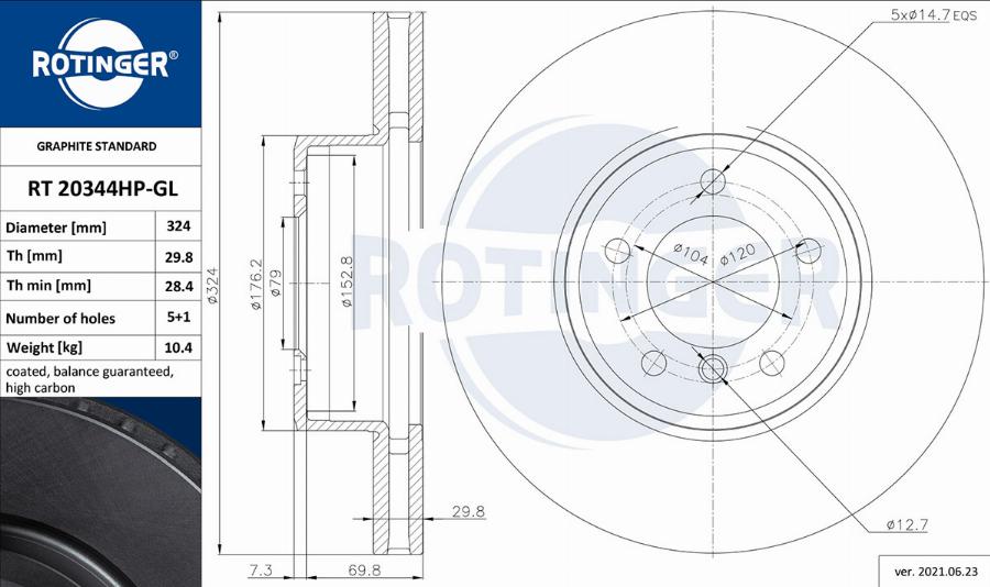 Rotinger RT 20344HP-GL - Əyləc Diski furqanavto.az