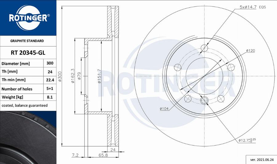 Rotinger RT 20345-GL - Əyləc Diski furqanavto.az