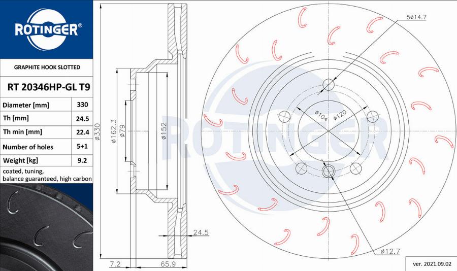 Rotinger RT 20346HP-GL T9 - Əyləc Diski furqanavto.az