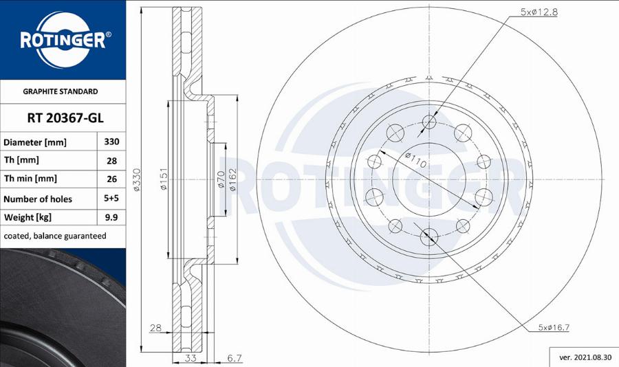 Rotinger RT 20367-GL - Əyləc Diski furqanavto.az