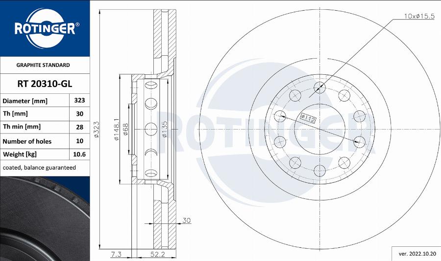 Rotinger RT 20310-GL - Əyləc Diski furqanavto.az