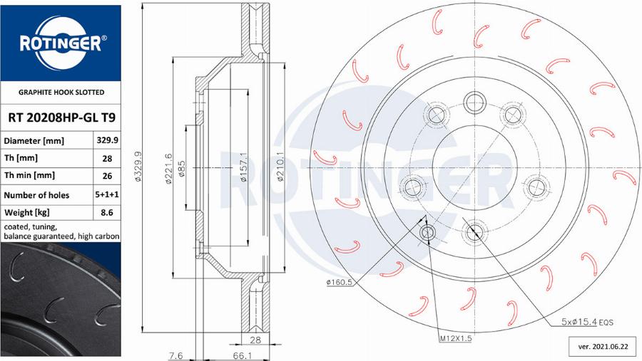 Rotinger RT 20208HP-GL T9 - Əyləc Diski furqanavto.az