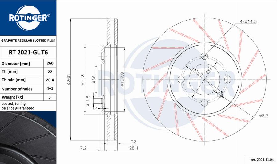 Rotinger RT 2021-GL T6 - Əyləc Diski furqanavto.az