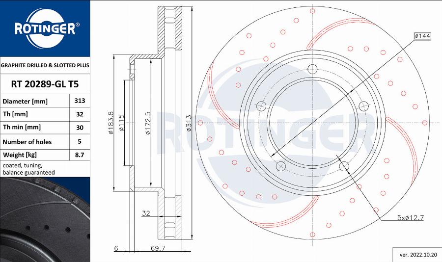 Rotinger RT 20289-GL T5 - Əyləc Diski furqanavto.az