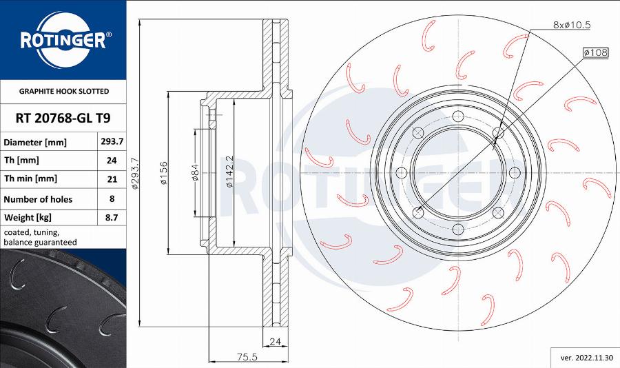 Rotinger RT 20768-GL T9 - Əyləc Diski furqanavto.az