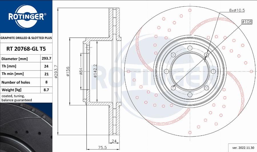 Rotinger RT 20768-GL T5 - Əyləc Diski furqanavto.az