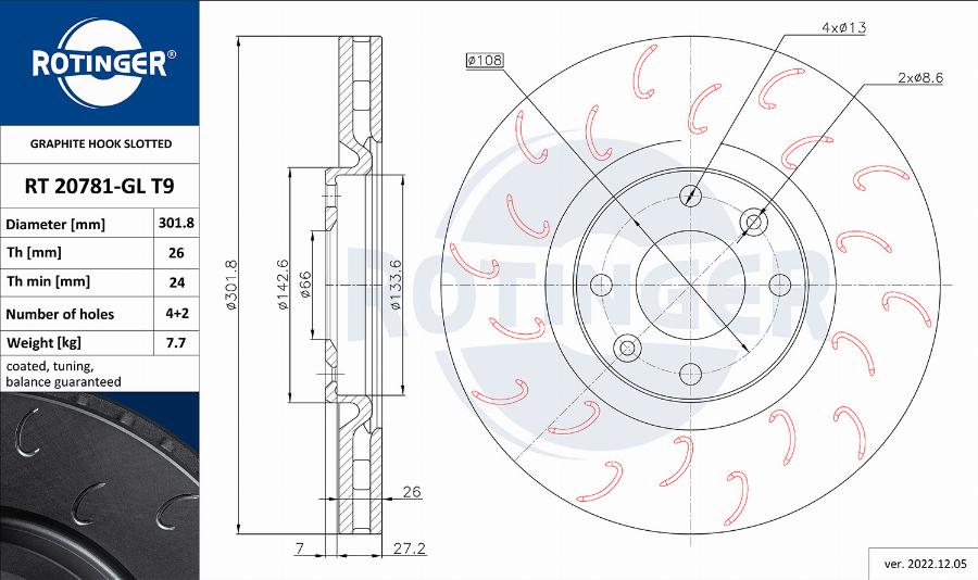 Rotinger RT 20781-GL T9 - Əyləc Diski furqanavto.az