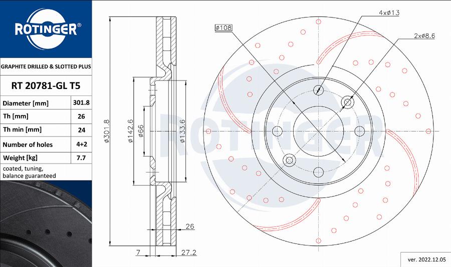 Rotinger RT 20781-GL T5 - Əyləc Diski furqanavto.az