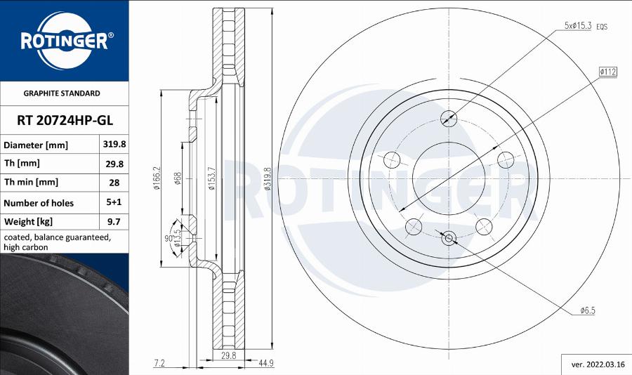 Rotinger RT 20724HP-GL - Əyləc Diski furqanavto.az