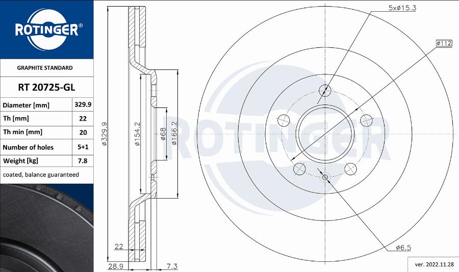 Rotinger RT 20725-GL - Əyləc Diski furqanavto.az