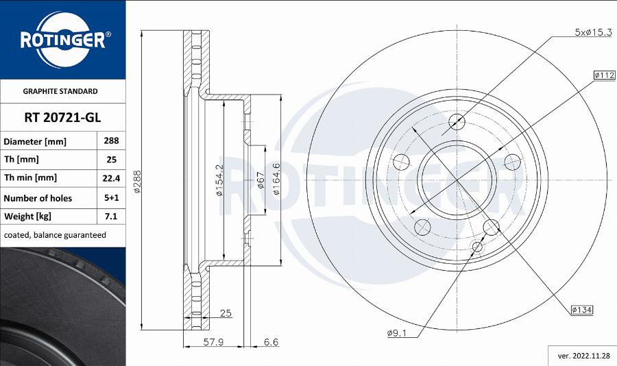 Rotinger RT 20721-GL - Əyləc Diski furqanavto.az