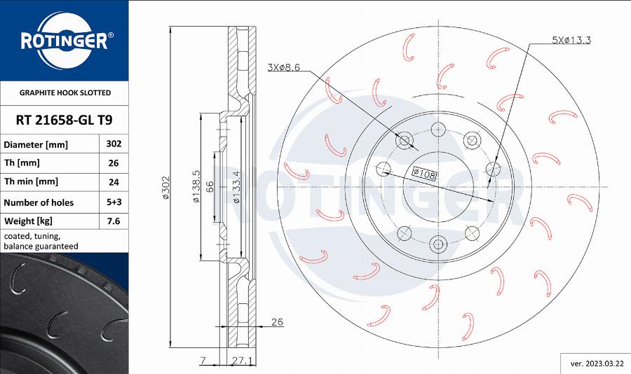 Rotinger RT 21658-GL T9 - Əyləc Diski furqanavto.az