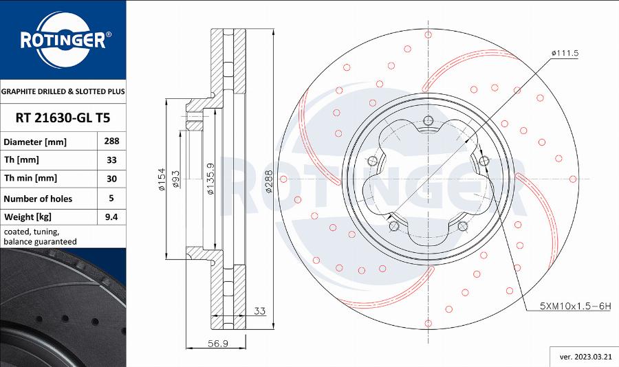 Rotinger RT 21630-GL T5 - Əyləc Diski furqanavto.az