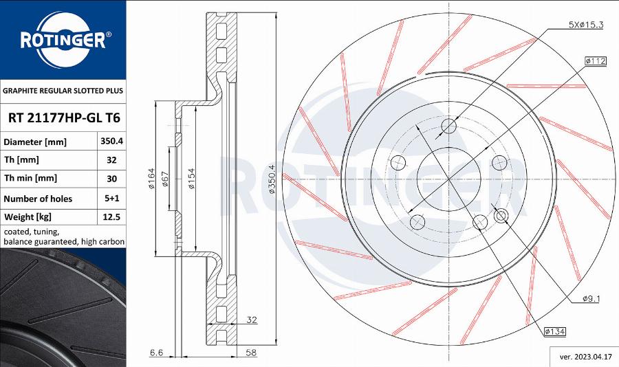 Rotinger RT 21177HP-GL T6 - Əyləc Diski furqanavto.az