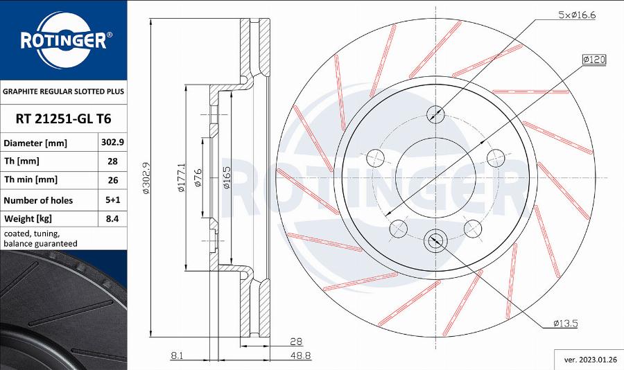 Rotinger RT 21251-GL T6 - Əyləc Diski furqanavto.az