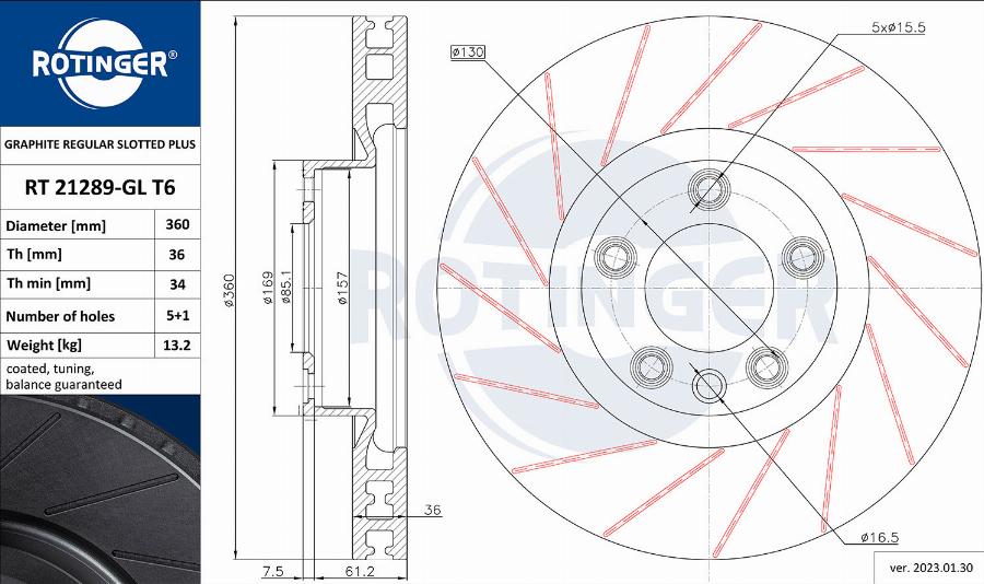 Rotinger RT 21289-GL T6 - Əyləc Diski furqanavto.az