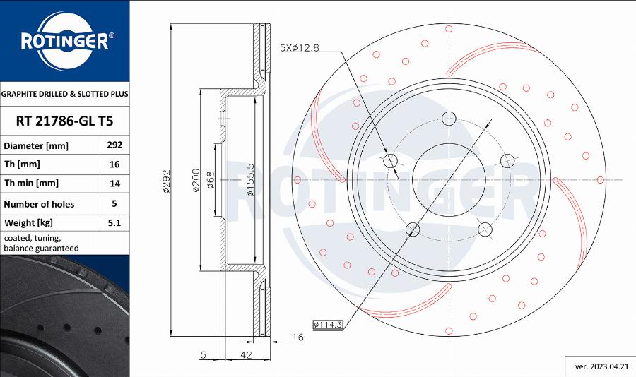 Rotinger RT 21786-GL T5 - Əyləc Diski furqanavto.az