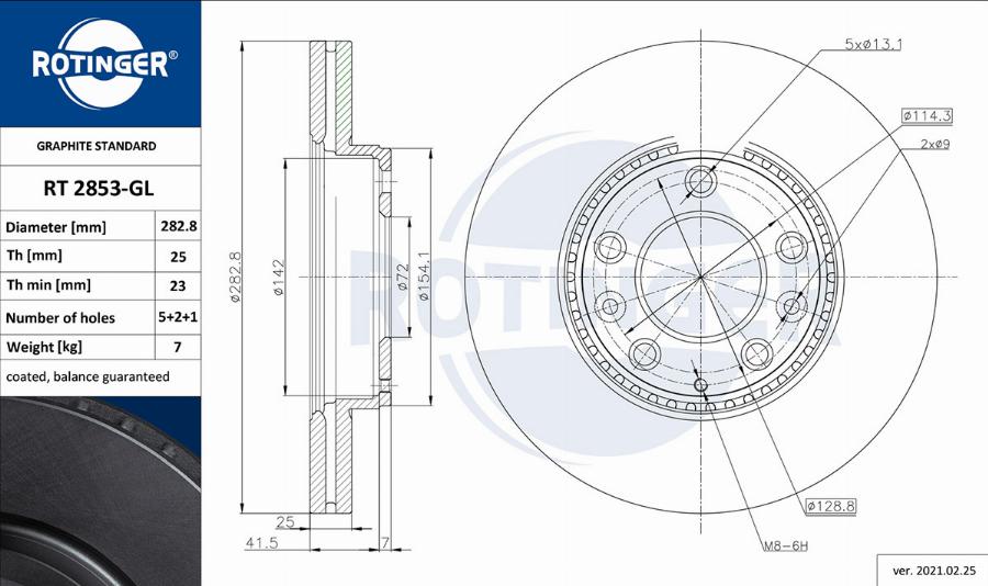 Rotinger RT 2853-GL - Əyləc Diski furqanavto.az