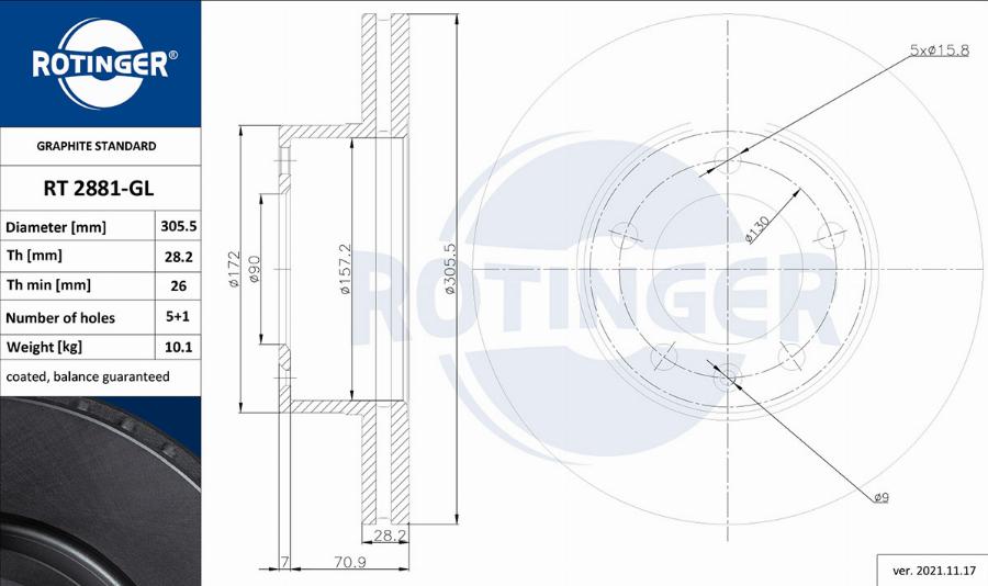 Rotinger RT 2881-GL - Əyləc Diski furqanavto.az