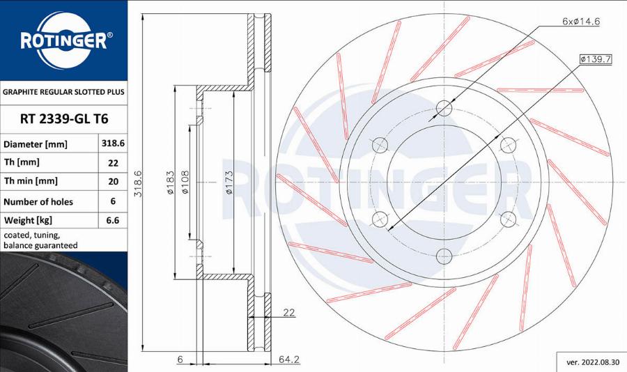 Rotinger RT 2339-GL T6 - Əyləc Diski furqanavto.az