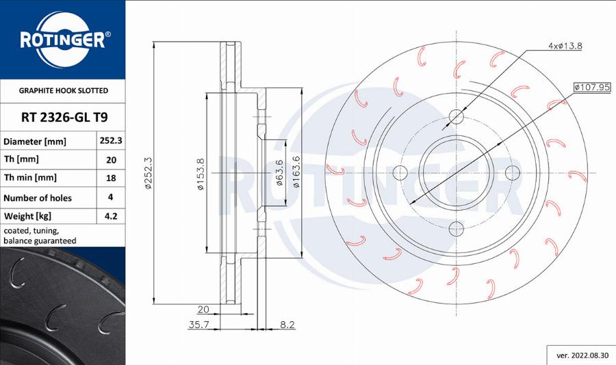 Rotinger RT 2326-GL T9 - Əyləc Diski furqanavto.az