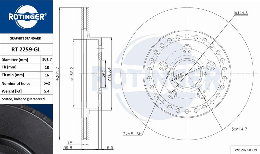 Rotinger RT 2259-GL - Əyləc Diski furqanavto.az