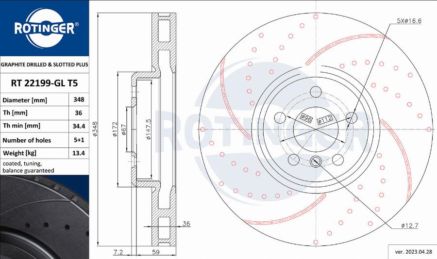 Rotinger RT 22199-GL T5 - Əyləc Diski furqanavto.az