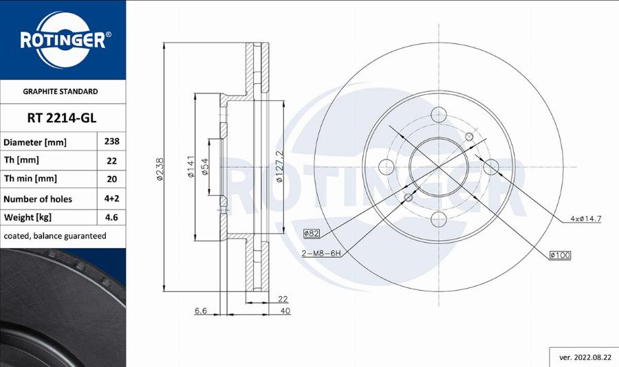 Rotinger RT 2214-GL - Əyləc Diski furqanavto.az