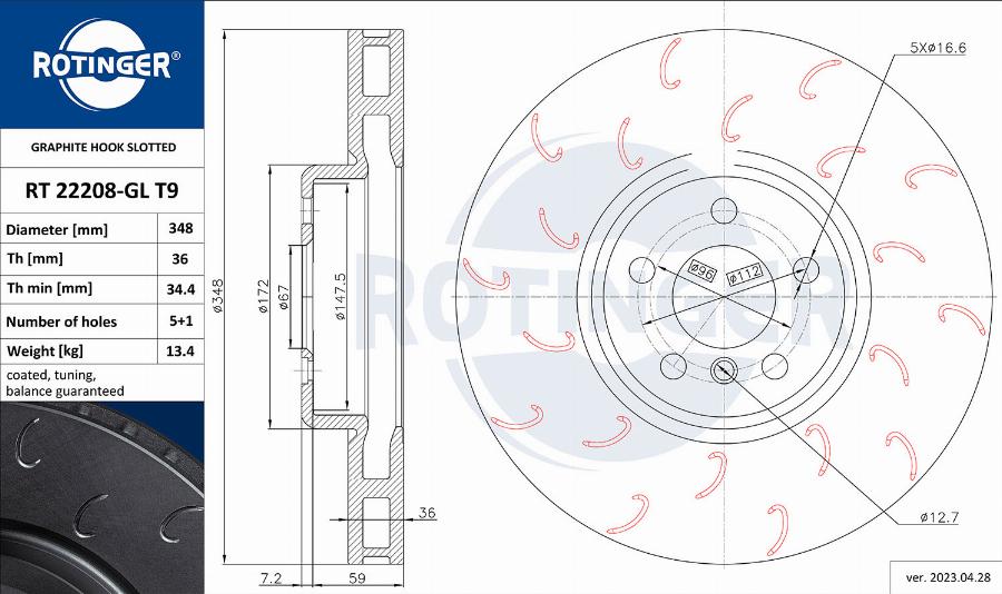 Rotinger RT 22208-GL T9 - Əyləc Diski furqanavto.az