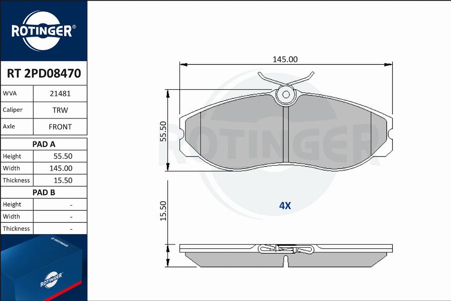 Rotinger RT 2PD08470 - Əyləc altlığı dəsti, əyləc diski furqanavto.az