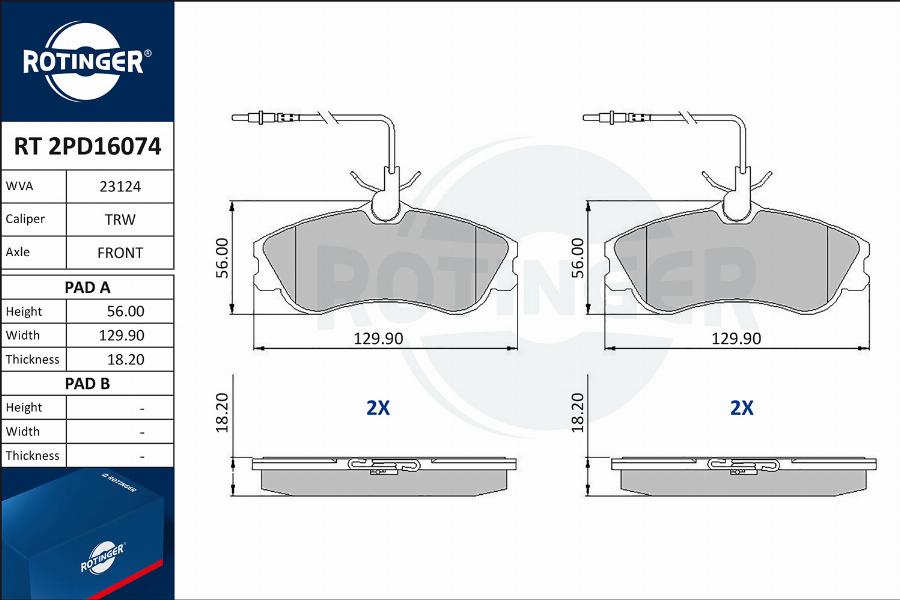 Rotinger RT 2PD16074 - Əyləc altlığı dəsti, əyləc diski furqanavto.az