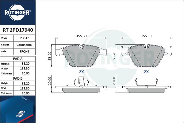 Rotinger RT 2PD17940 - Əyləc altlığı dəsti, əyləc diski furqanavto.az