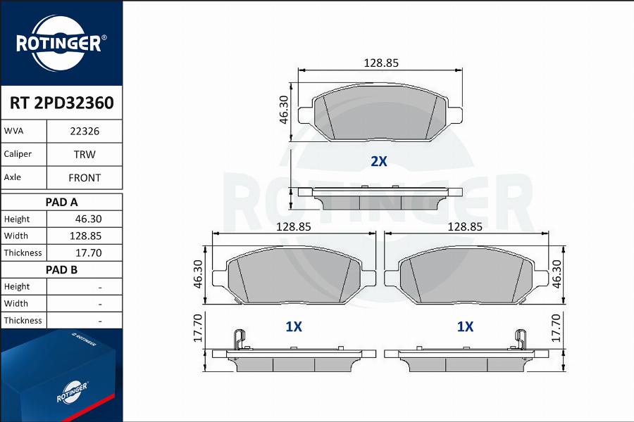 Rotinger RT 2PD32360 - Əyləc altlığı dəsti, əyləc diski furqanavto.az