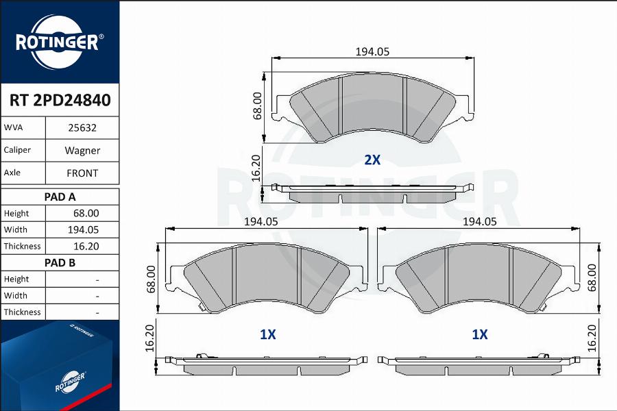 Rotinger RT 2PD24840 - Əyləc altlığı dəsti, əyləc diski furqanavto.az